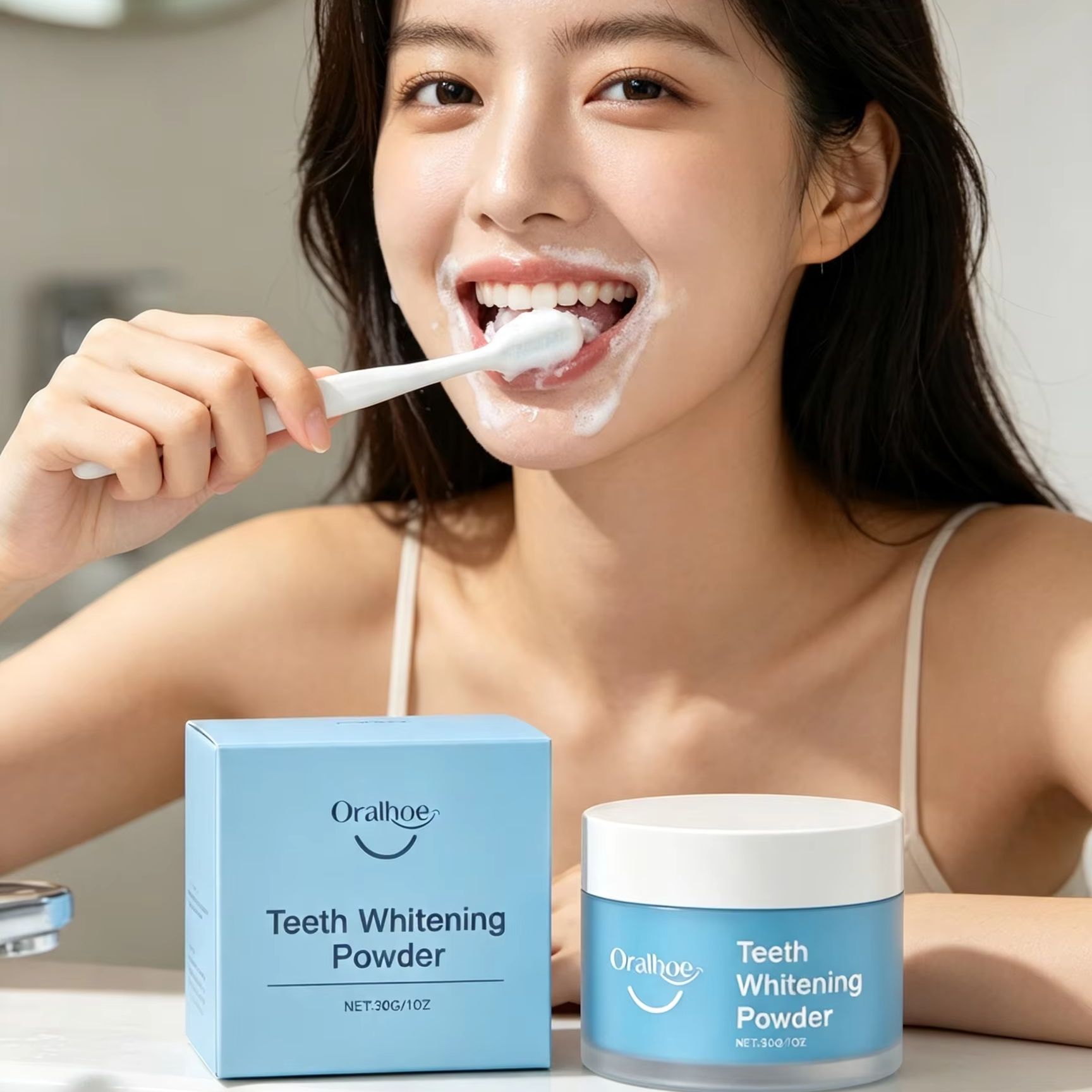 Teeth Whitening At Home - Bubuk Gigi Oralhoe untuk Membersihkan Noda