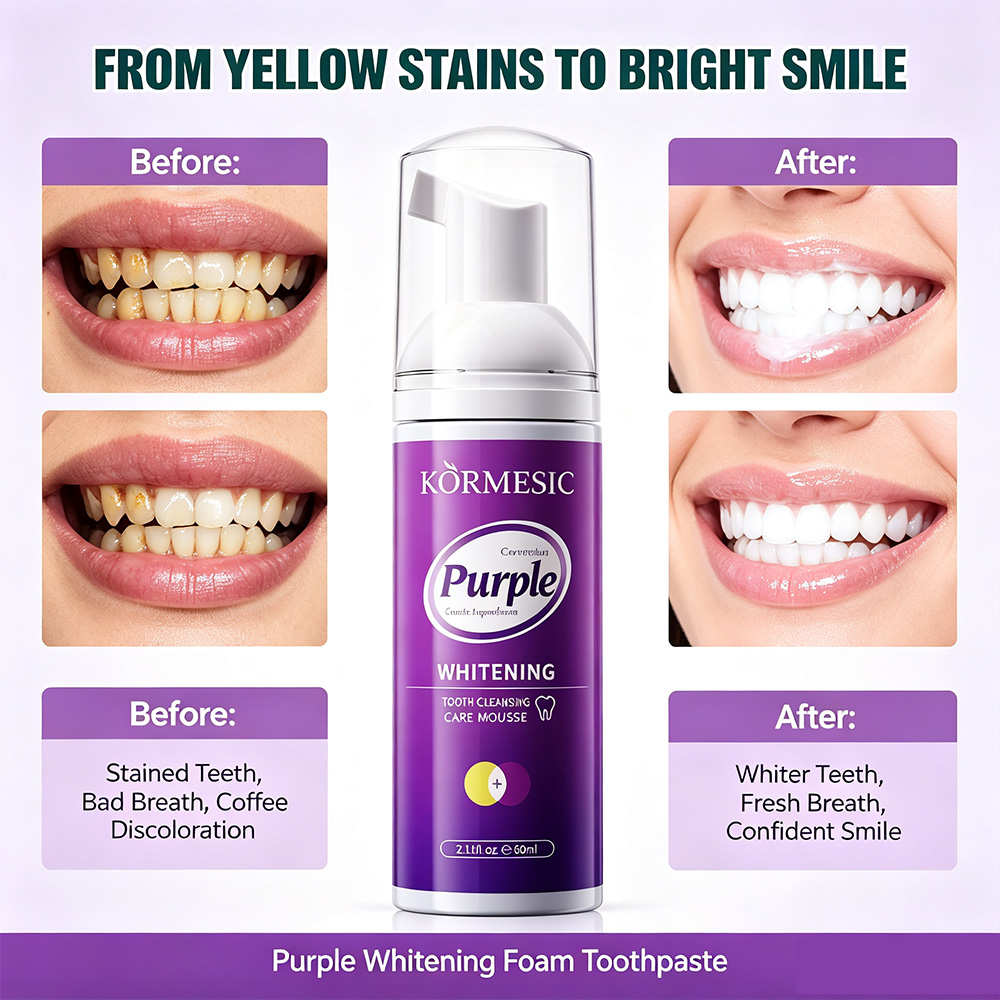 Busa Pemutih Gigi Ungu V34 Pen - Teeth Whitening Mousse ulasan dan harga