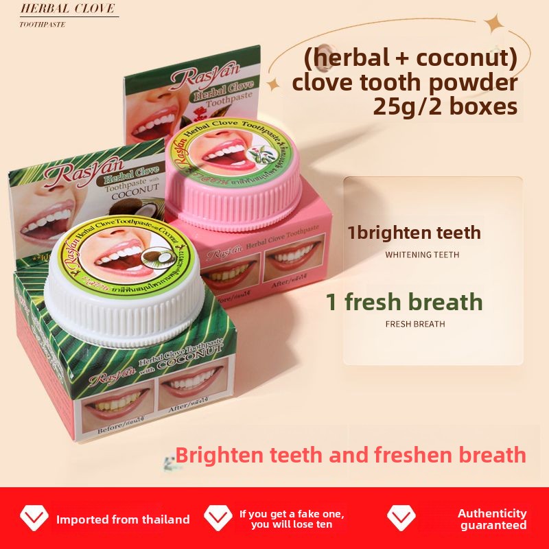Bubuk Gigi Cengkeh/Kelapa Thai - Teeth Whitening At Home ulasan dan harga